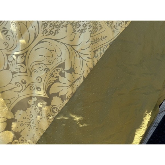 Gold & Olive Green Tafetta Damask Duvet Cover Coverlet Custom Queen 92" x 99" - Picture 3 of 11